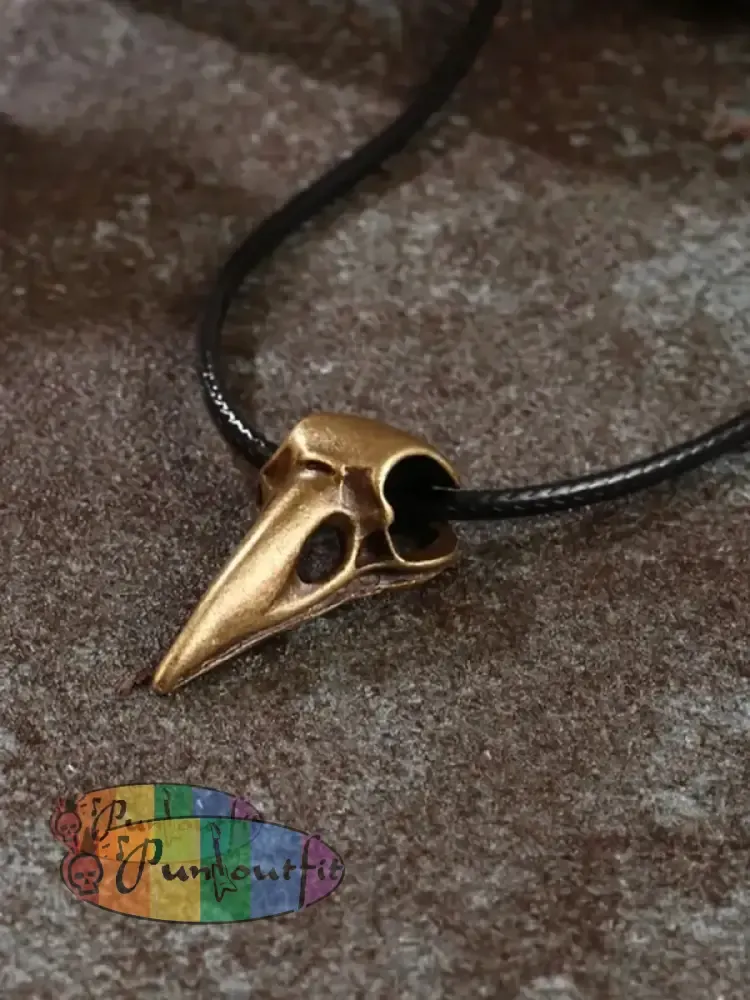 Unisex Punk Metal Skull Crow Head Pendant Necklace Acc