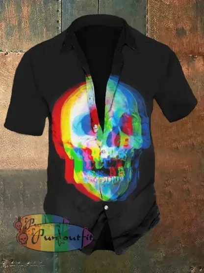 Unisex Punk Skull Halloween Print Crew Neck Casual Sweatshirt Shirt / S