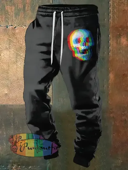 Unisex Punk Skull Halloween Print Crew Neck Casual Sweatshirt Sweatpants / S
