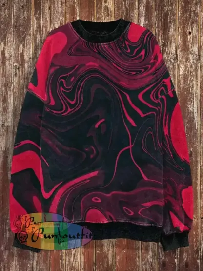 Unisex Water Pattern Print Halloween Crew Neck Casual Sweatshirt Red / S