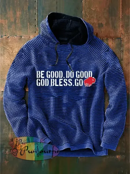Vintage American Football Buffalo Bills Print Casual Cotton French Terry Hoodie Navy Blue / S