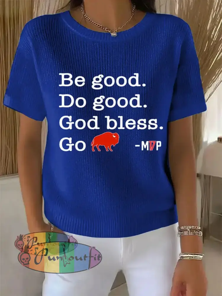 Vintage American Football Buffalo Bills Print Comfortable Casual Cotton Short-sleeved T-shirt Blue / S