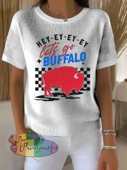 Vintage American Football Buffalo Bills Print Comfortable Casual Cotton Short-sleeved T-shirt White / S