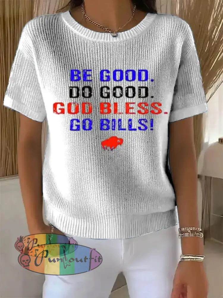 Vintage American Football Buffalo Bills Print Comfortable Casual Cotton Short-sleeved T-shirt White / S