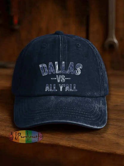 Vintage American Football Casual Print Washed Hat Blue / ONE