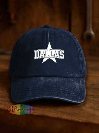 Vintage American Football Casual Print Washed Hat Blue / ONE