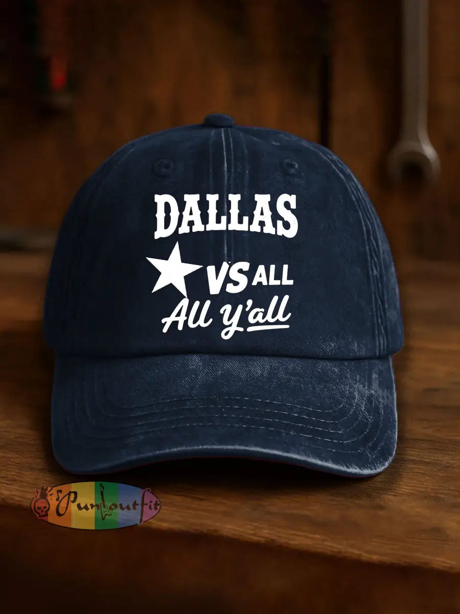 Vintage American Football Casual Print Washed Hat Blue / ONE