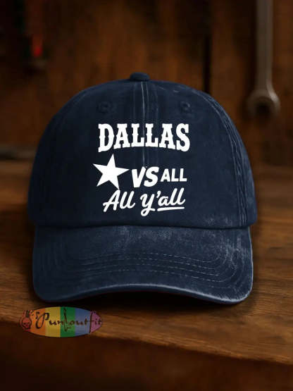 Vintage American Football Casual Print Washed Hat Blue / ONE