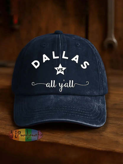 Vintage American Football Casual Print Washed Hat Blue / ONE