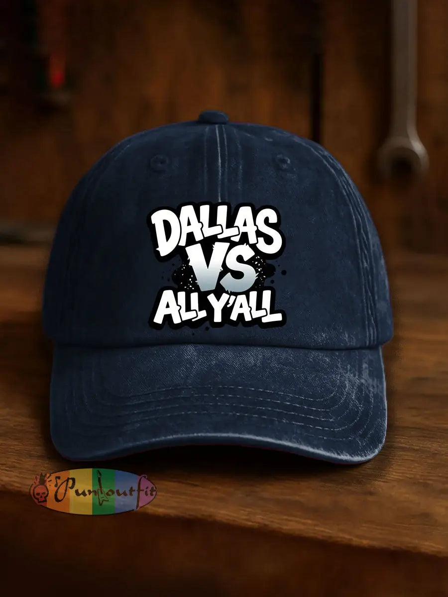 Vintage American Football Casual Print Washed Hat Blue / ONE