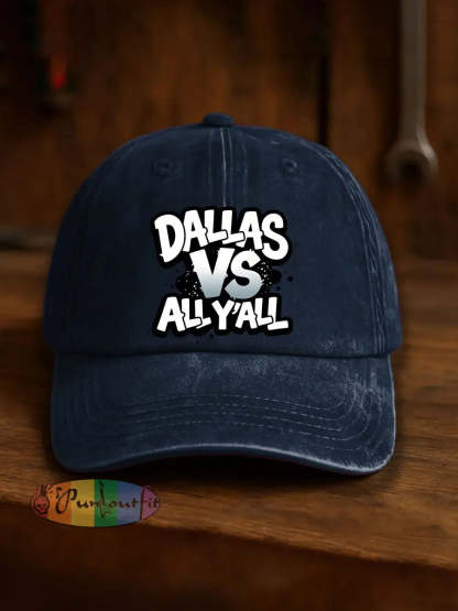 Vintage American Football Casual Print Washed Hat Blue / ONE