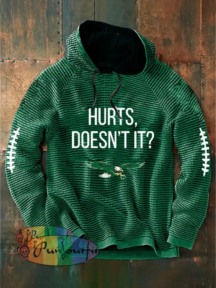Vintage American Football Philadelphia Eagles Print Casual Cotton French Terry Hoodie Green / S