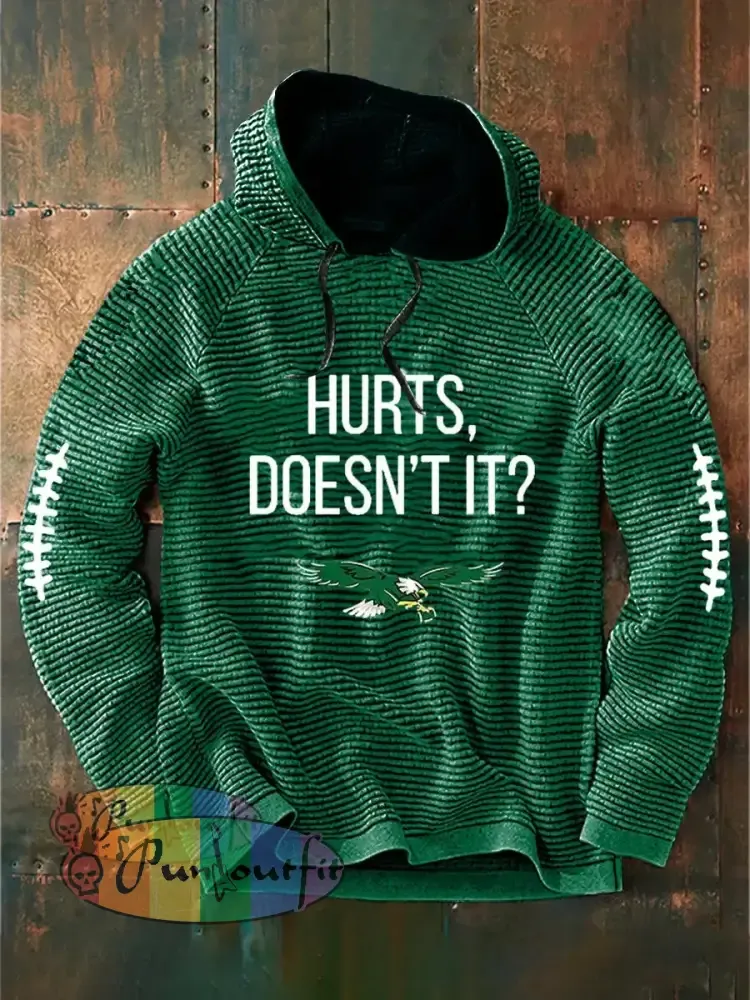 Vintage American Football Philadelphia Eagles Print Casual Cotton French Terry Hoodie Green / S