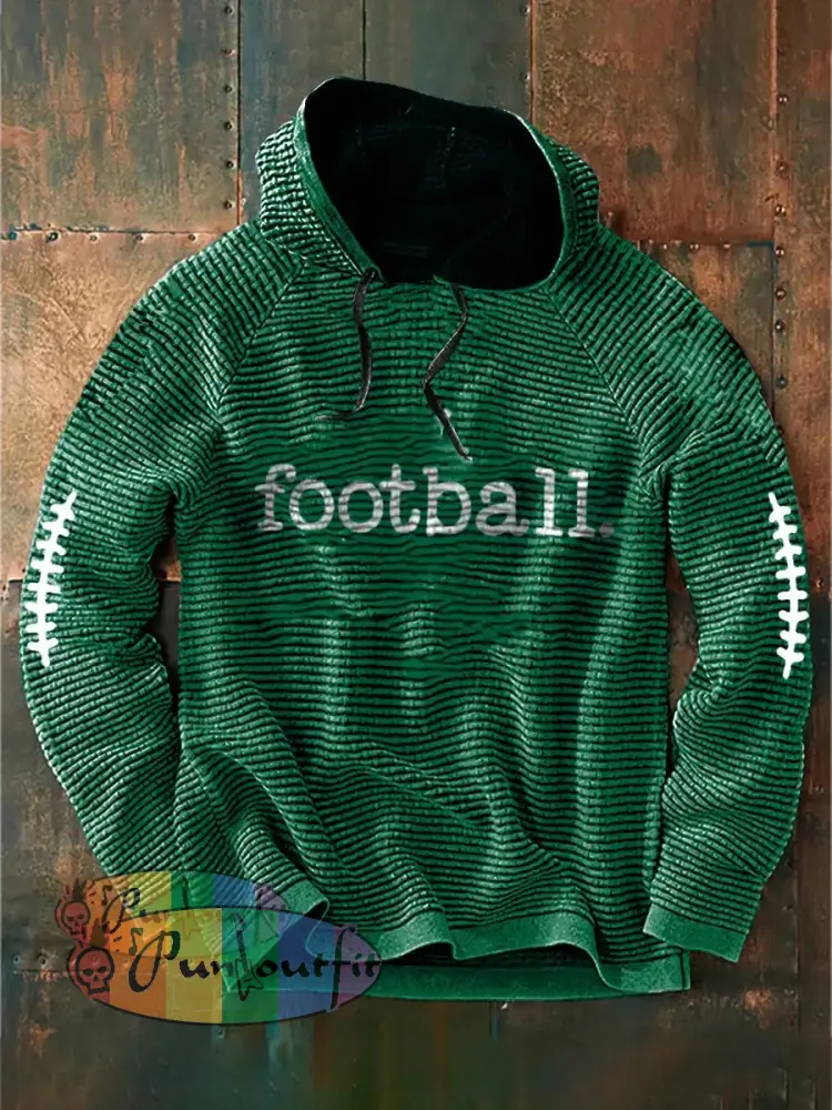 Vintage American Football Philadelphia Eagles Print Casual Cotton French Terry Hoodie Green / S