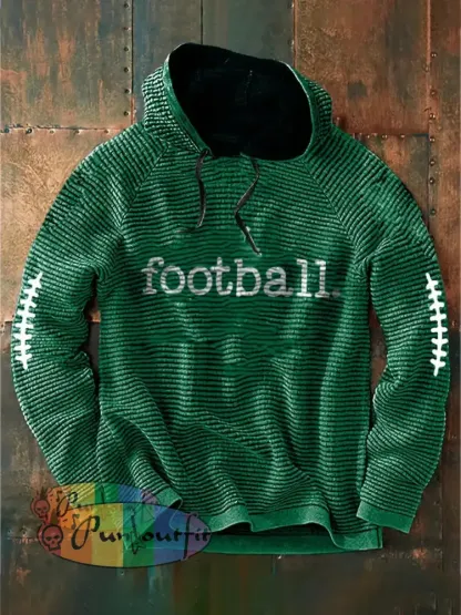 Vintage American Football Philadelphia Eagles Print Casual Cotton French Terry Hoodie Green / S