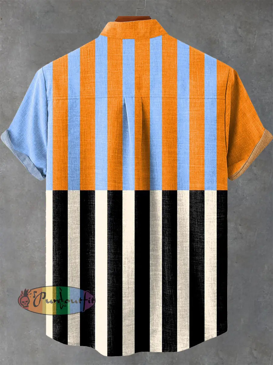 Vintage Geometric Pattern Art Print Casual 100% Cotton Shirt GEOMETRIC ART DESIGN