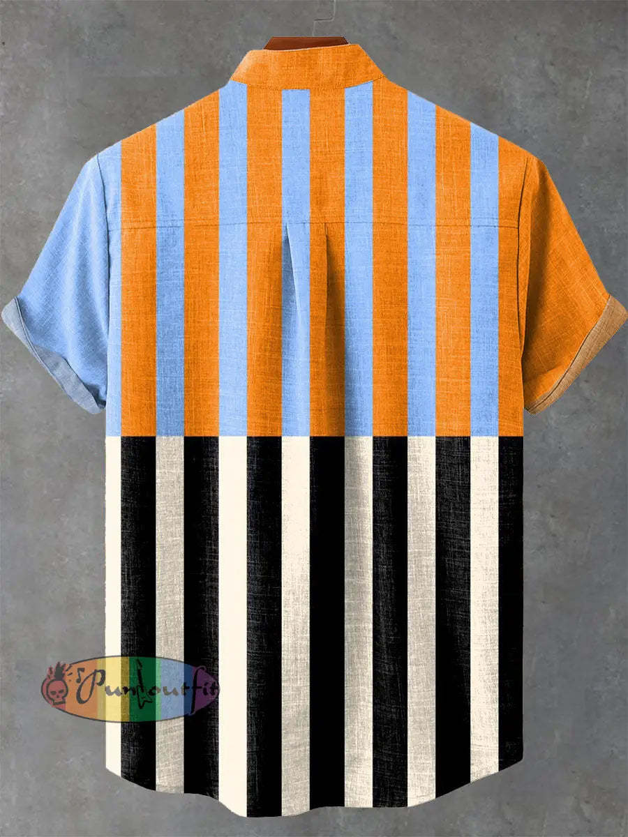 Vintage Geometric Pattern Art Print Casual 100% Cotton Shirt GEOMETRIC ART DESIGN