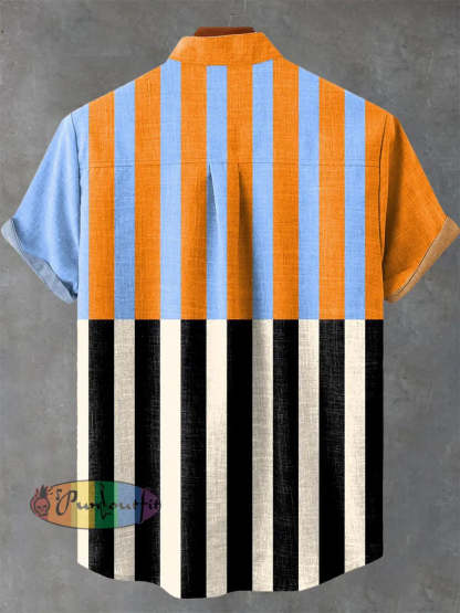 Vintage Geometric Pattern Art Print Casual 100% Cotton Shirt GEOMETRIC ART DESIGN