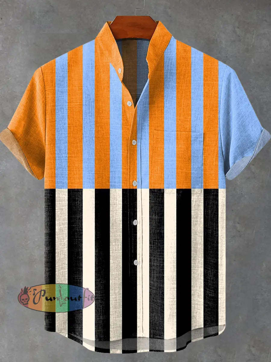 Vintage Geometric Pattern Art Print Casual 100% Cotton Shirt Multicolor / S GEOMETRIC ART DESIGN