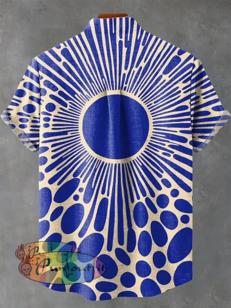 Vintage Modern Geometric Art Print Casual 100% Cotton Shirt GEOMETRIC ART DESIGN