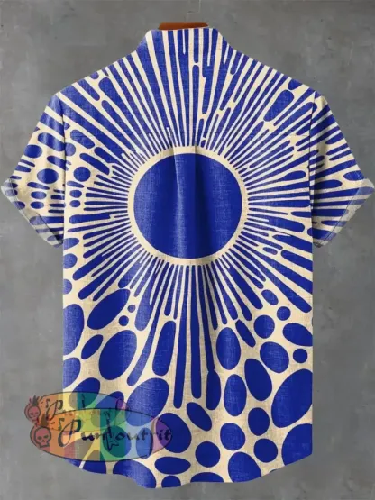 Vintage Modern Geometric Art Print Casual 100% Cotton Shirt GEOMETRIC ART DESIGN
