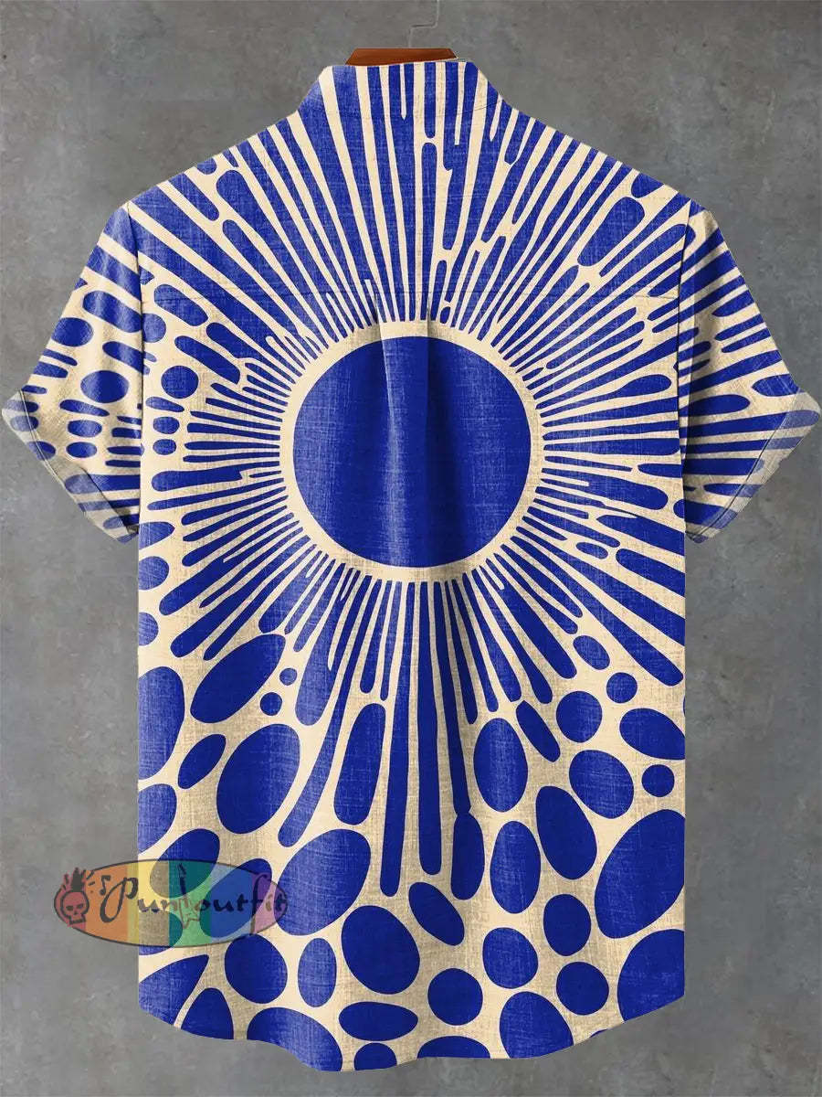Vintage Modern Geometric Art Print Casual 100% Cotton Shirt GEOMETRIC ART DESIGN