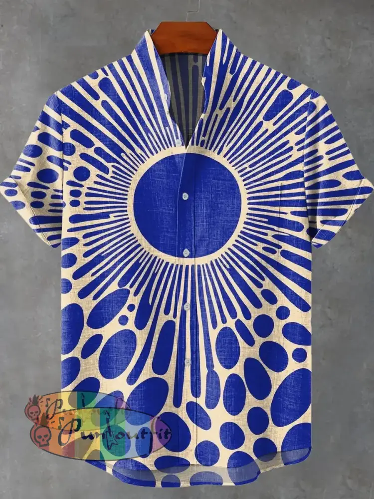 Vintage Modern Geometric Art Print Casual 100% Cotton Shirt Multicolor / S GEOMETRIC ART DESIGN