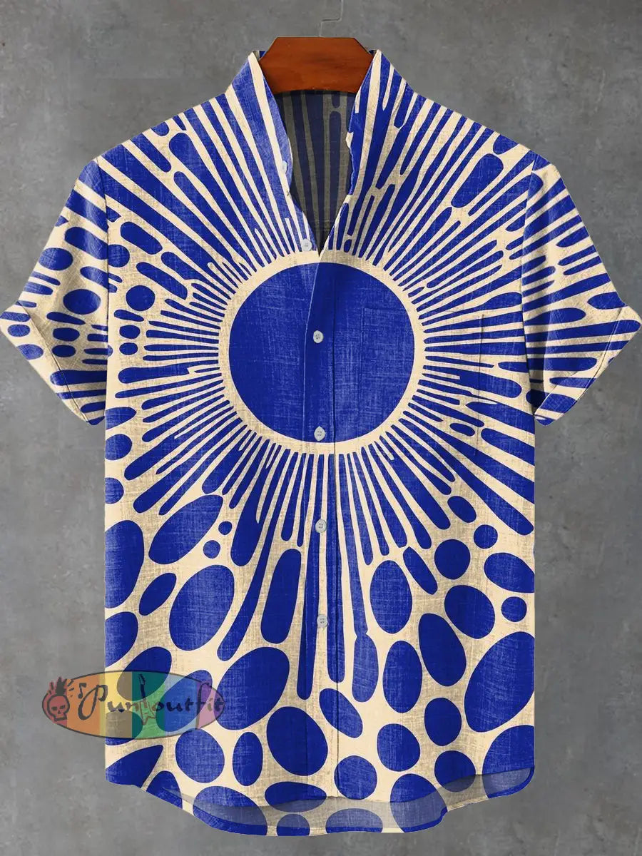 Vintage Modern Geometric Art Print Casual 100% Cotton Shirt Multicolor / S GEOMETRIC ART DESIGN