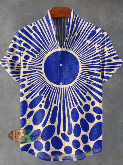 Vintage Modern Geometric Art Print Casual 100% Cotton Shirt Multicolor / S GEOMETRIC ART DESIGN