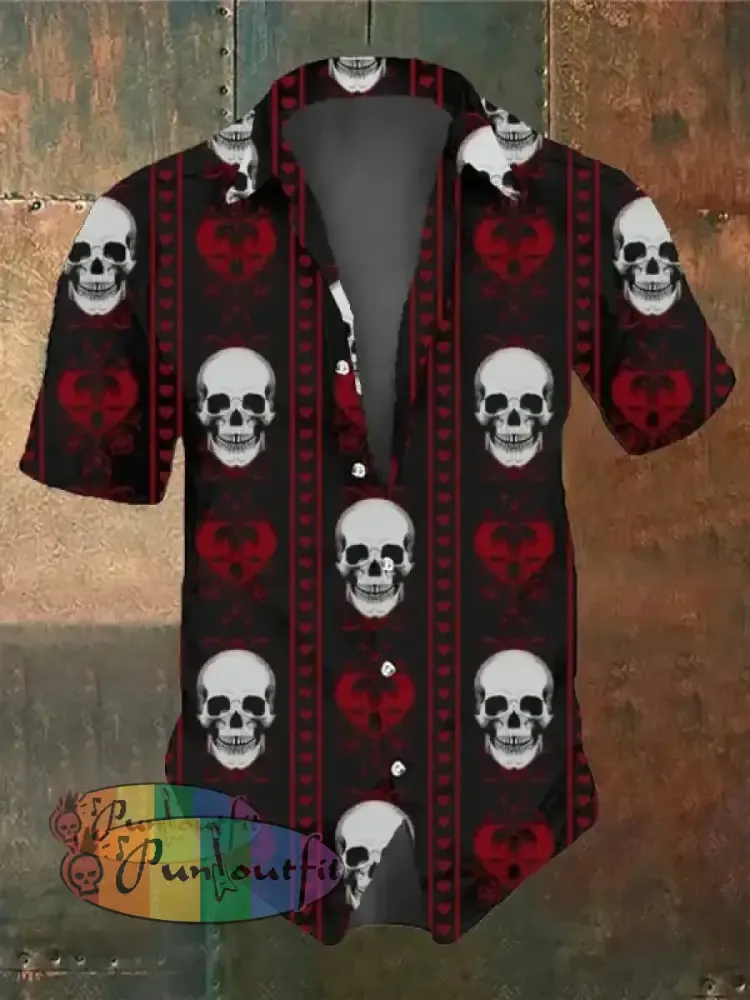 Vintage Skull And Poker Short Sleeve Shirt As Shown / S Shirts