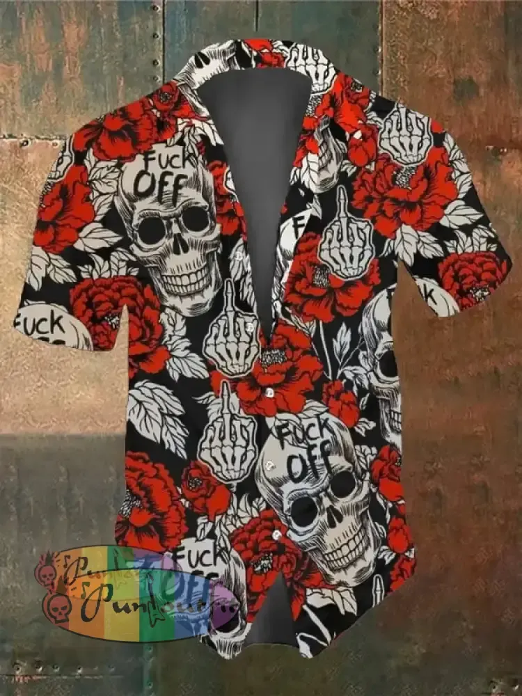 Vintage Skull Dark Short Sleeve Shirt As Shown / S Shirts