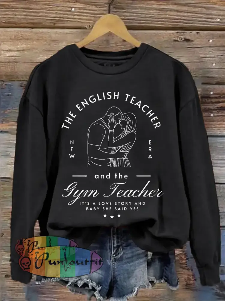 Women’s A Love Story English Teacher And Gym Teacher Getting Married Sweatshirt Black / S