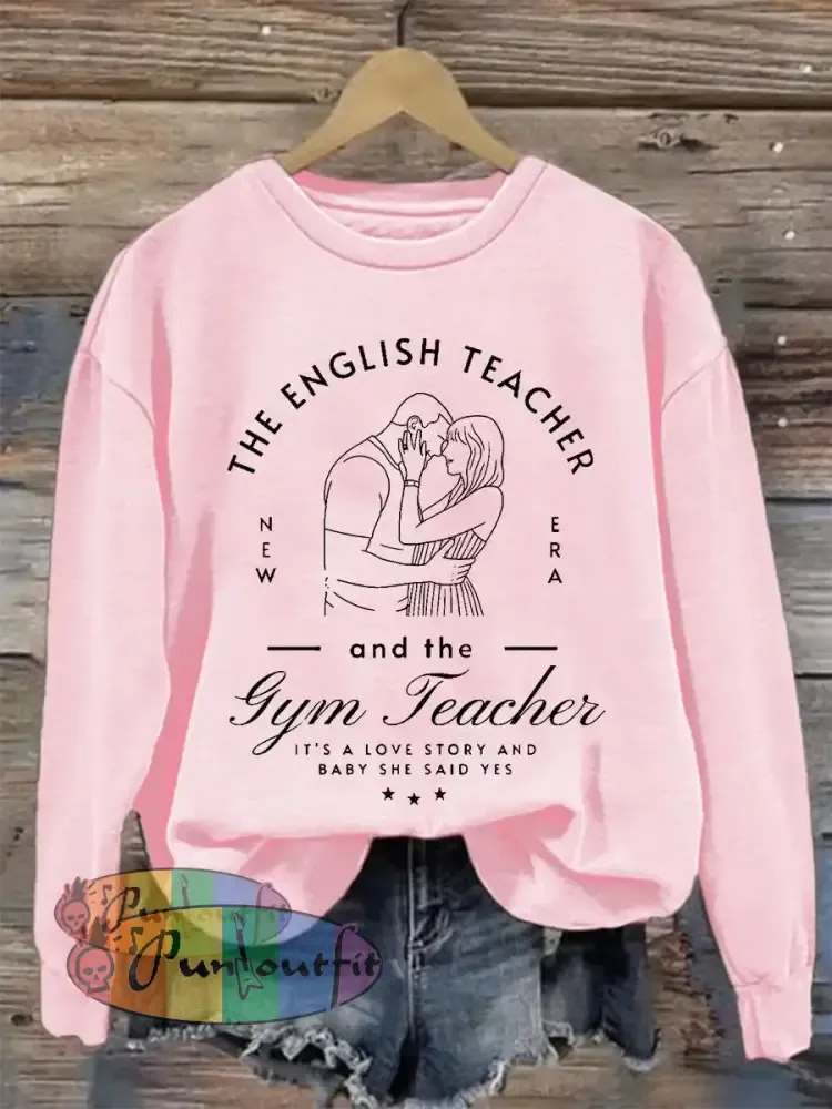 Women’s A Love Story English Teacher And Gym Teacher Getting Married Sweatshirt Pink / S