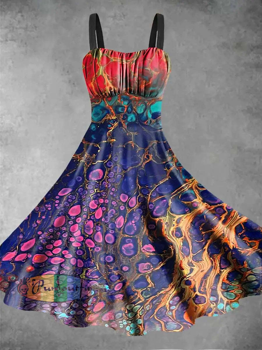 Women’s Abstract Psychedelic Printed Sleeveless Camisole Dress Multicolour / S