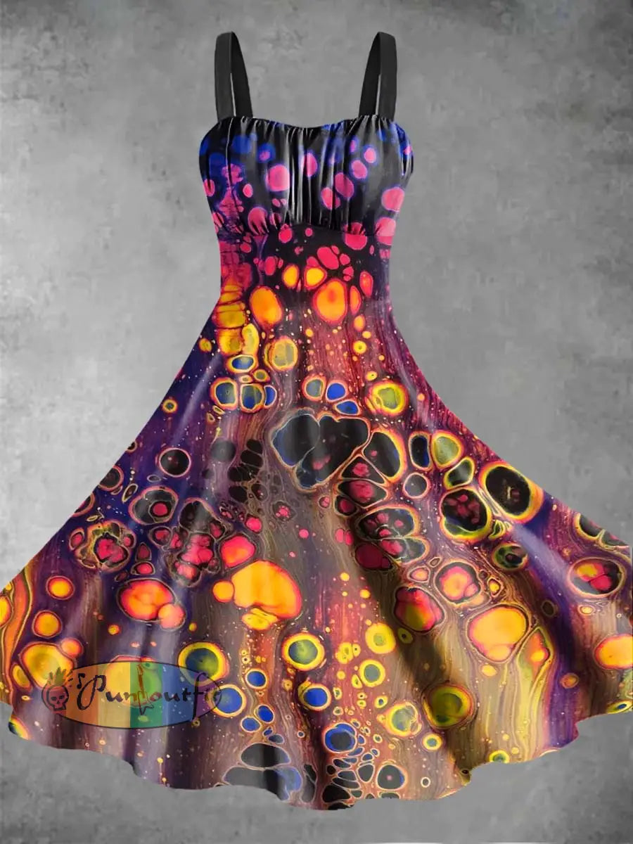 Women’s Abstract Psychedelic Printed Sleeveless Camisole Dress Multicolour / S