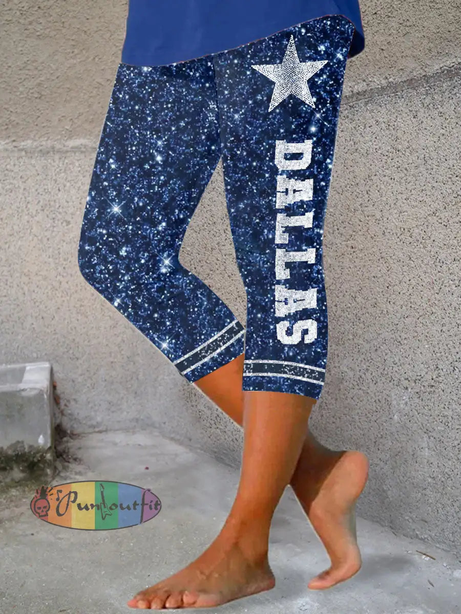 Women’s American Football Print Casual Leggings Blue / S