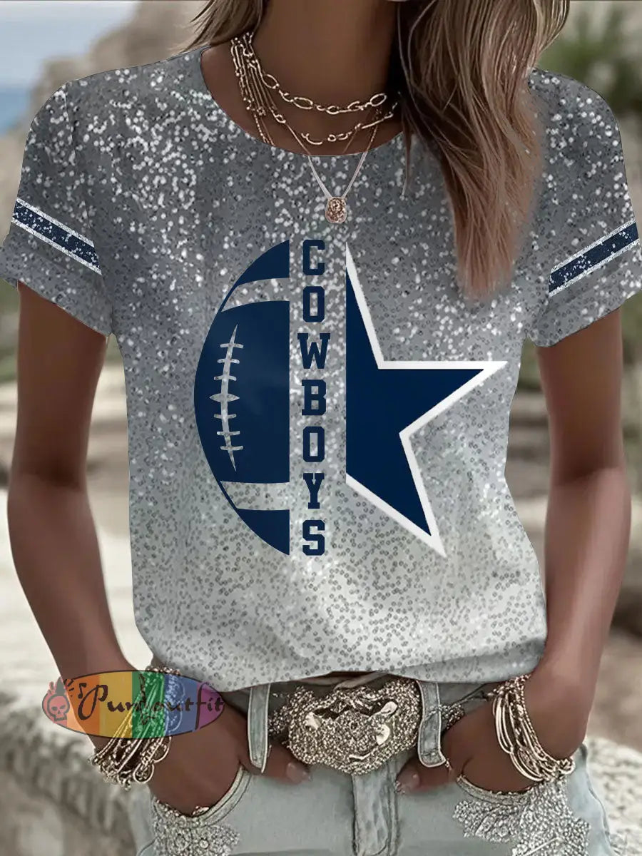 Women’s American Football Print Casual T-shirt As picture / S
