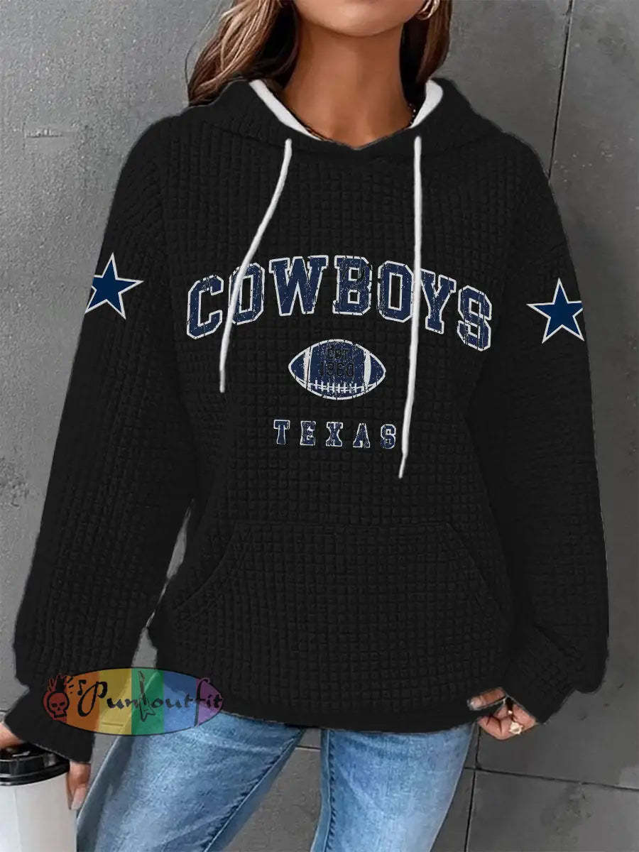 Women’s American football waffle hooded sweatshirt Black / S