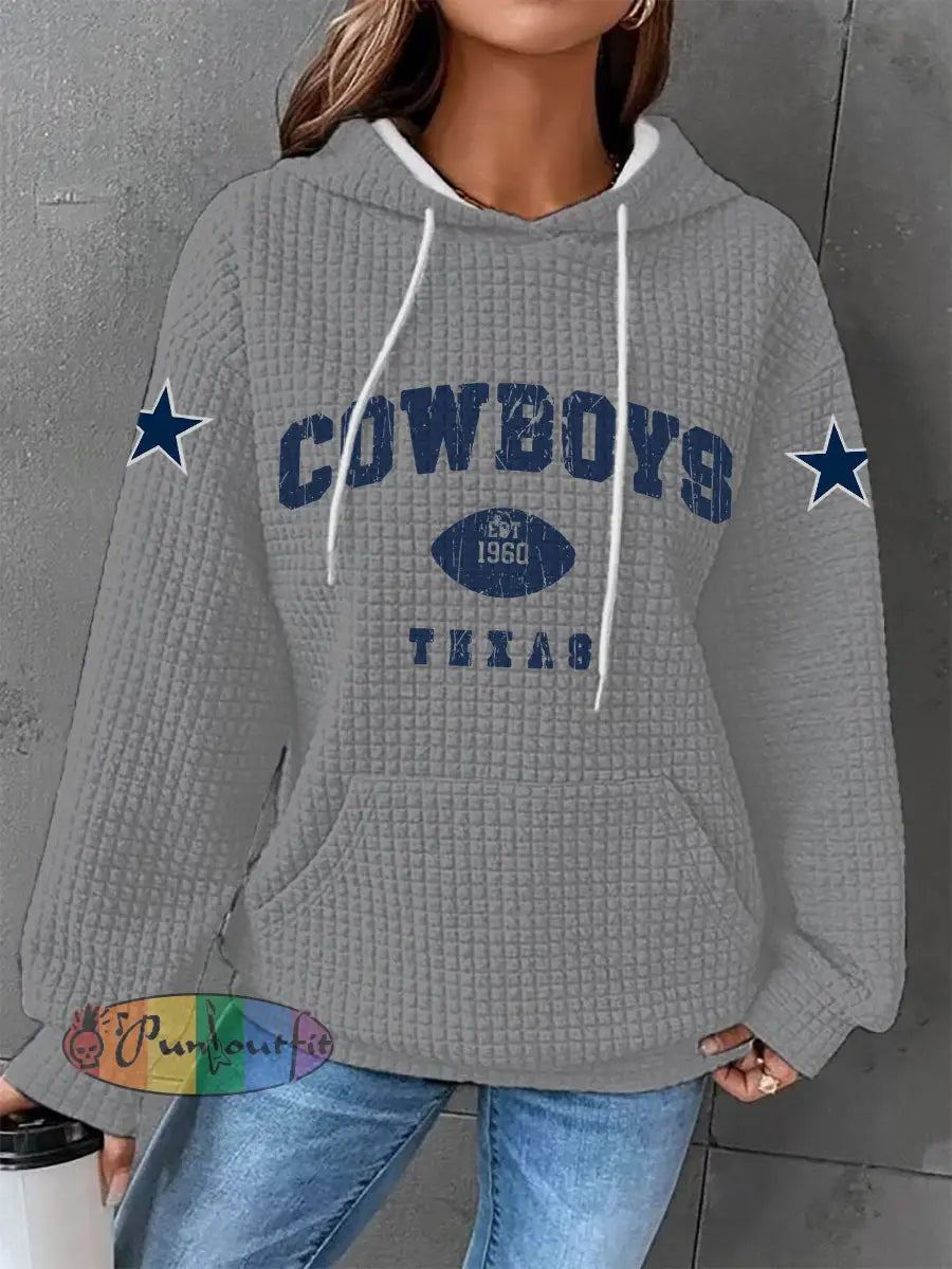 Women’s American football waffle hooded sweatshirt Gray / S