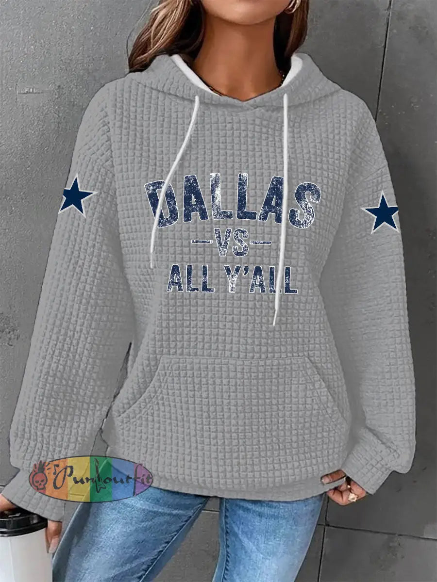 Women’s American football waffle hooded sweatshirt Light Gray / S
