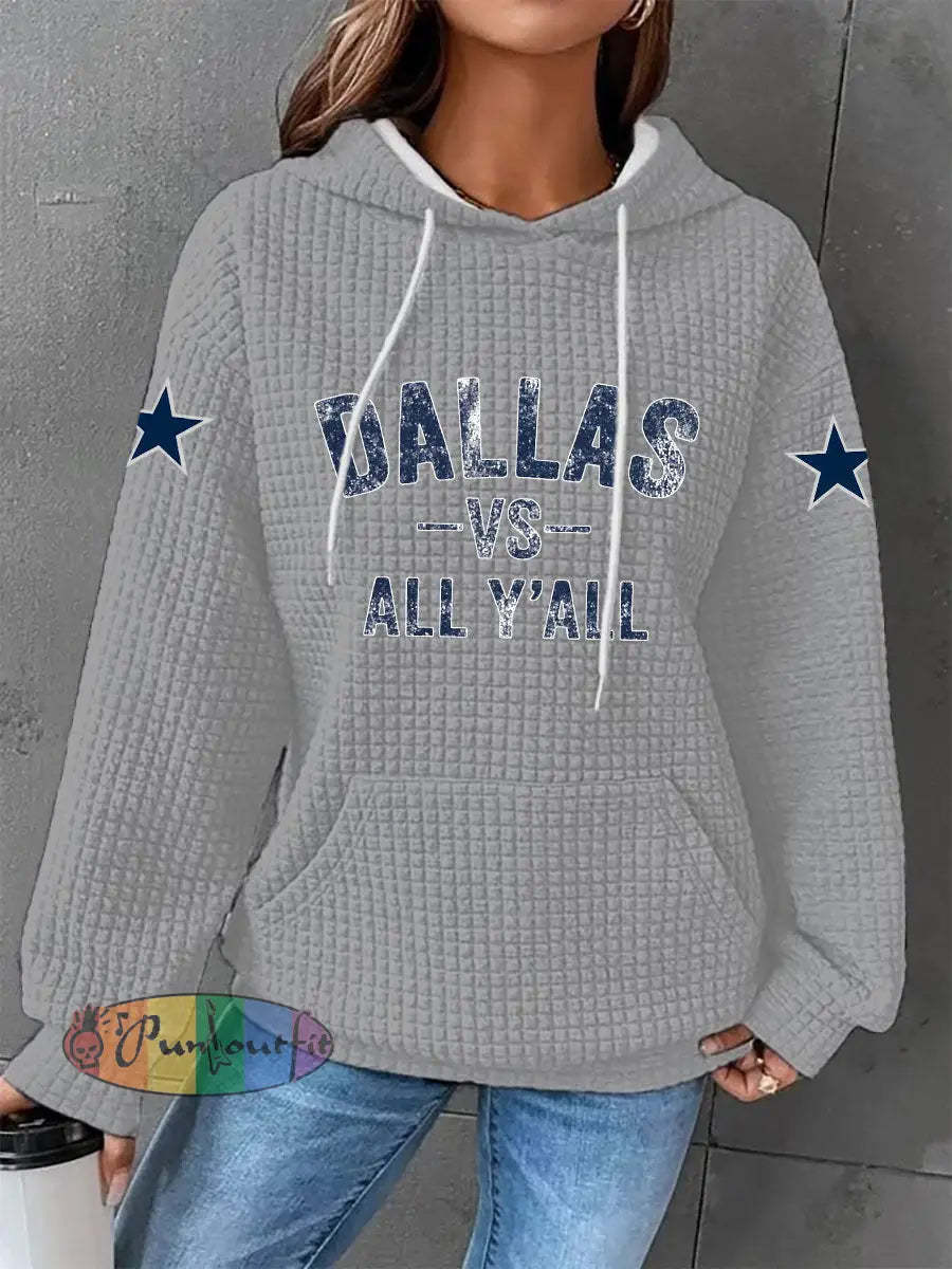 Women’s American football waffle hooded sweatshirt Light Gray / S