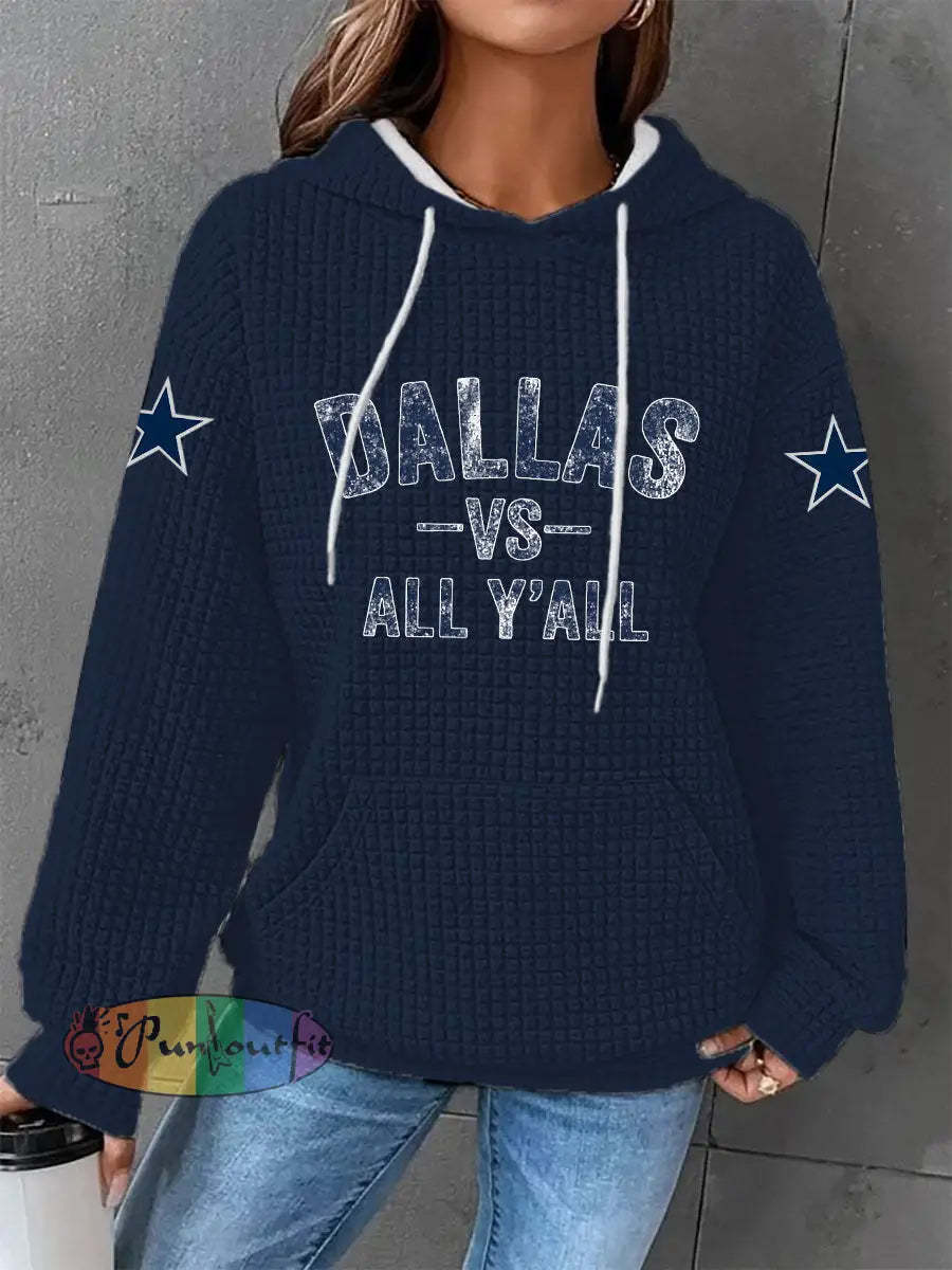 Women’s American football waffle hooded sweatshirt Navy Blue / S