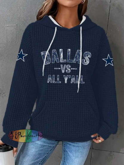 Women’s American football waffle hooded sweatshirt Navy Blue / S