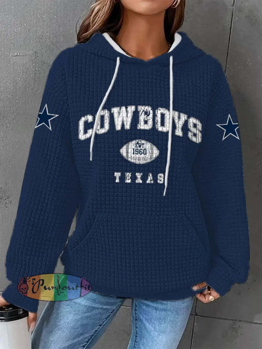 Women’s American football waffle hooded sweatshirt Navy Blue / S