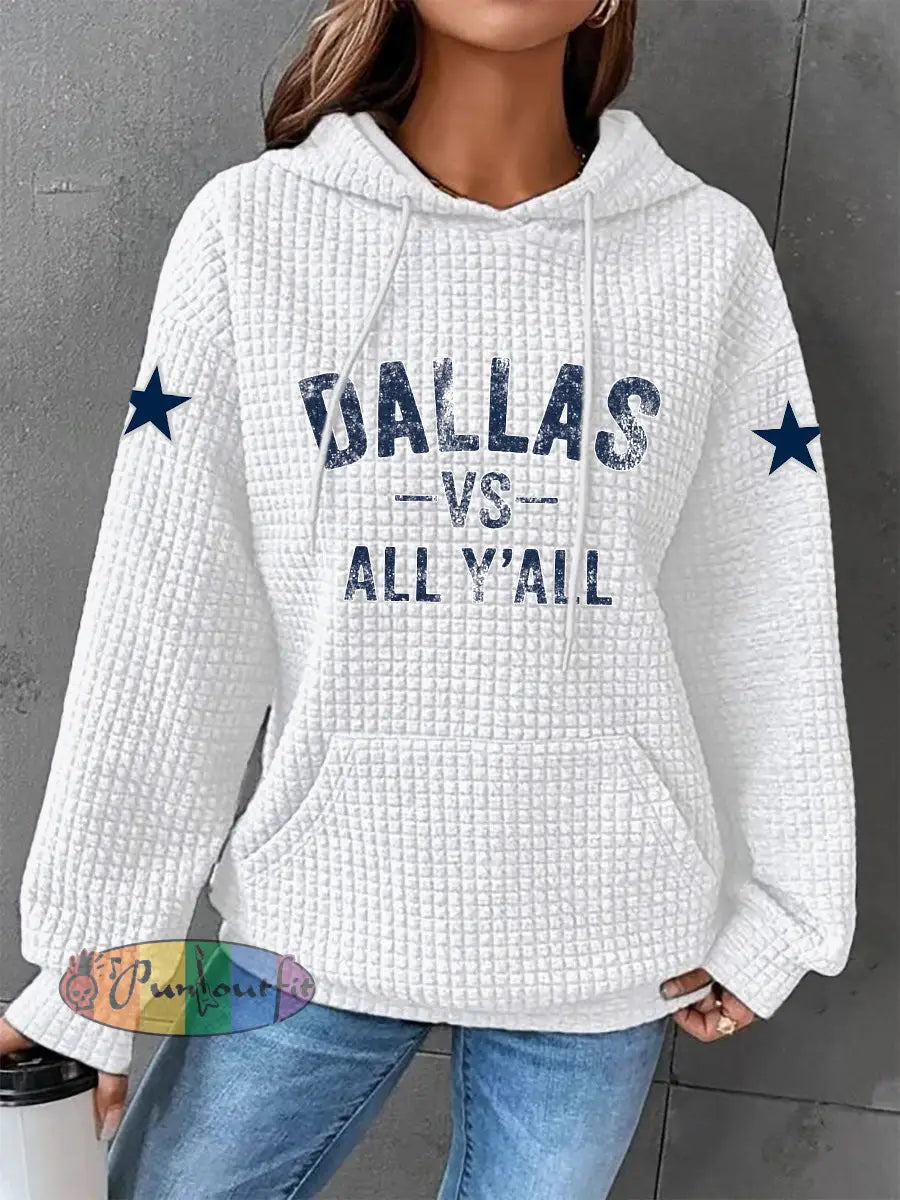 Women’s American football waffle hooded sweatshirt White / S