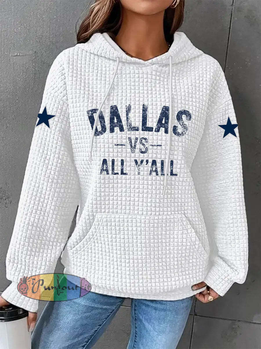 Women’s American football waffle hooded sweatshirt White / S