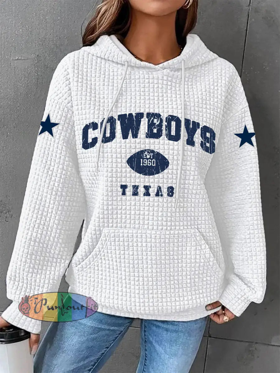 Women’s American football waffle hooded sweatshirt White / S