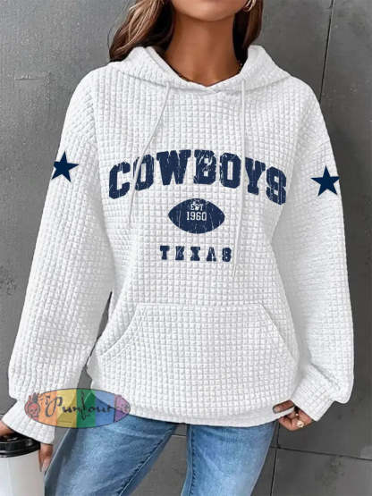 Women’s American football waffle hooded sweatshirt White / S