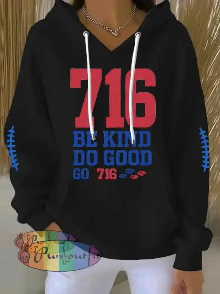 Women’s Be Good Do Good God Bless Go Buffalo Football Fans Lovers Gameday Casual Hoodie Black / S