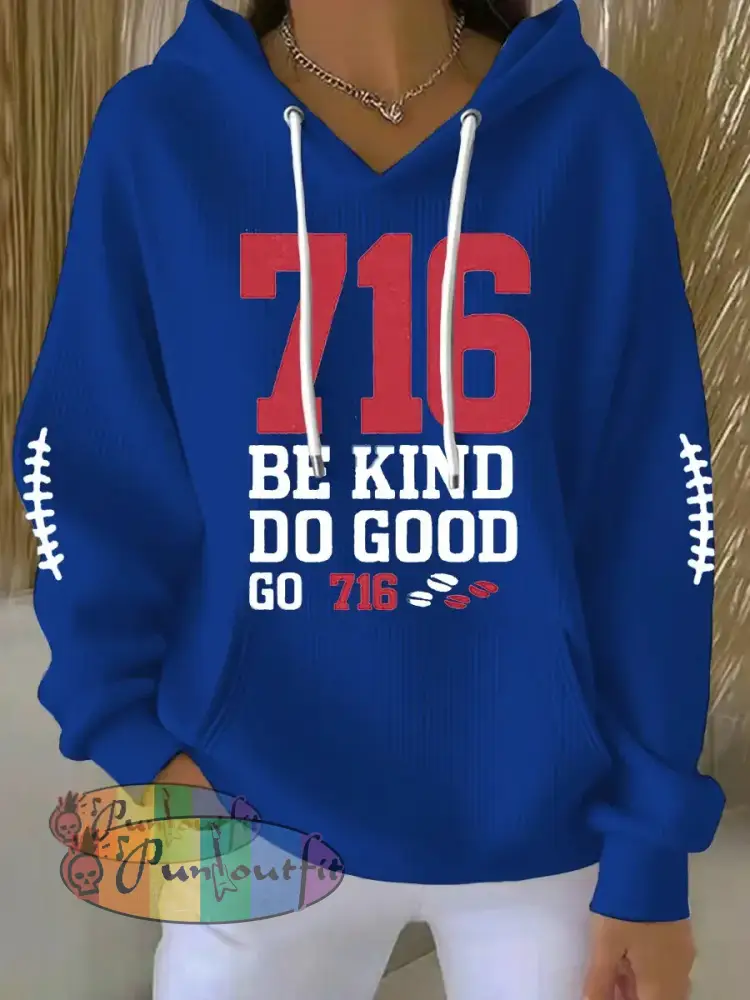 Women’s Be Good Do Good God Bless Go Buffalo Football Fans Lovers Gameday Casual Hoodie Blue / S